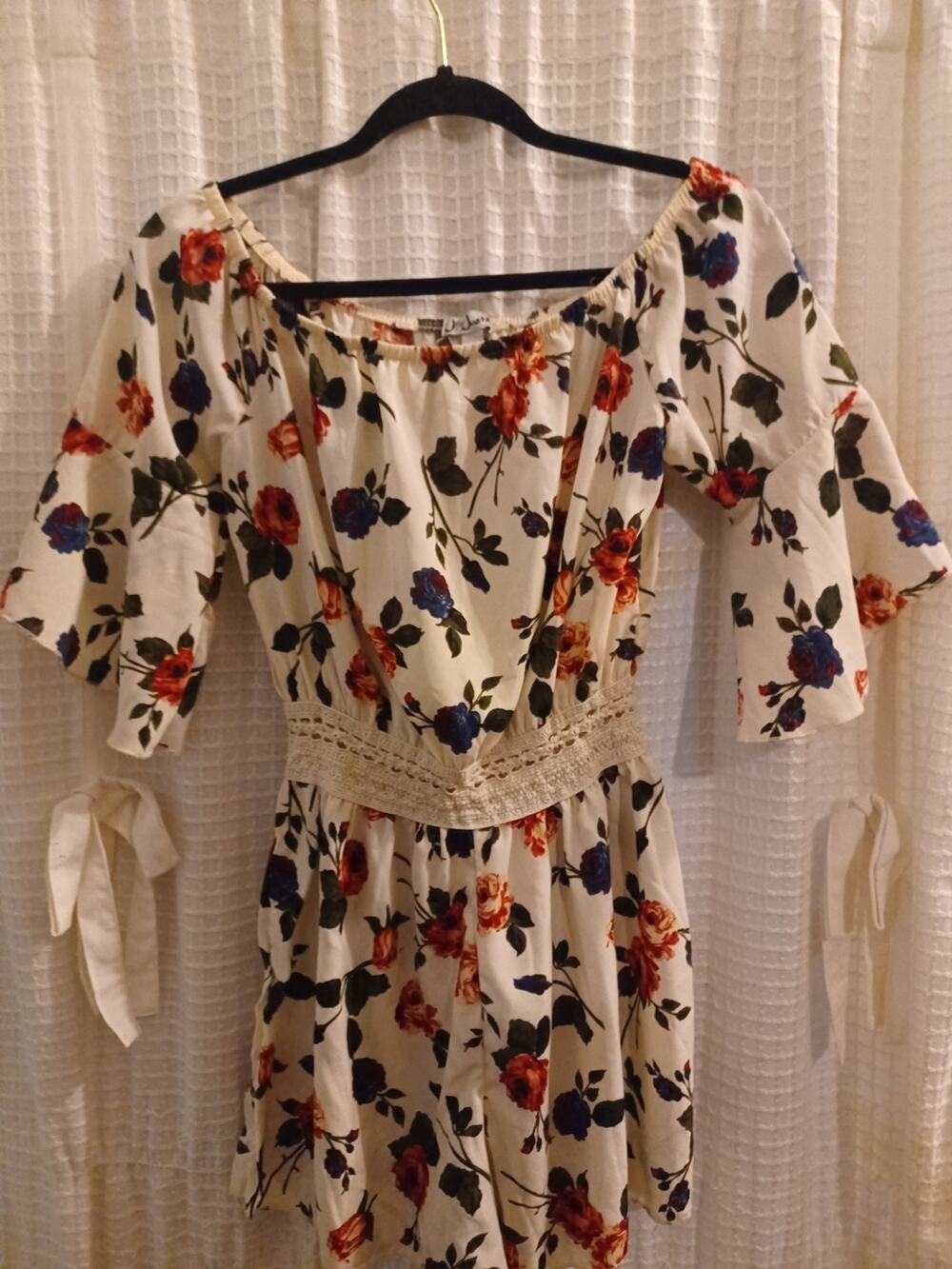 J for Justify Cream Floral Off-Shoulder Jumpsuit